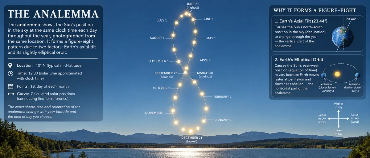 Analemma showing the sun's position change throughout the year